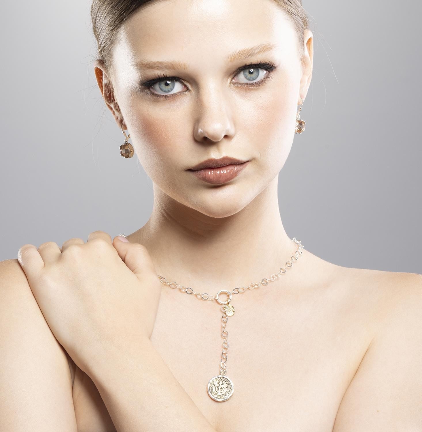 Sterling silver Y neck Widow's mite ancient coin necklace