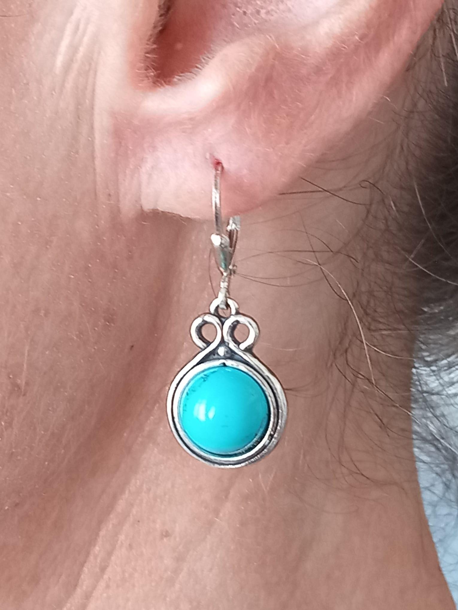 925 Sterling Silver Blue Opal earrings