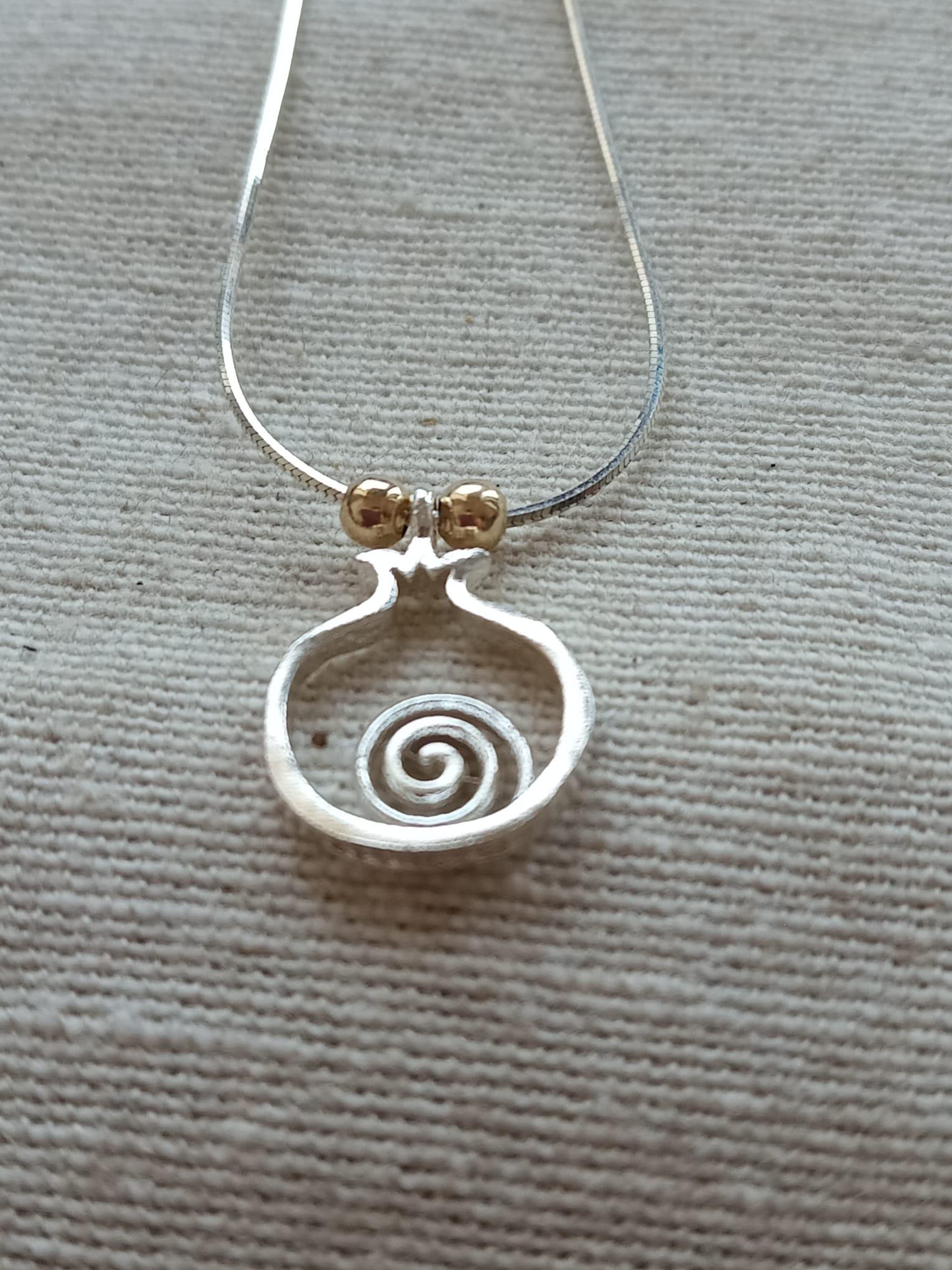 925 Sterling Silver pomegranate pendant with Gold filled