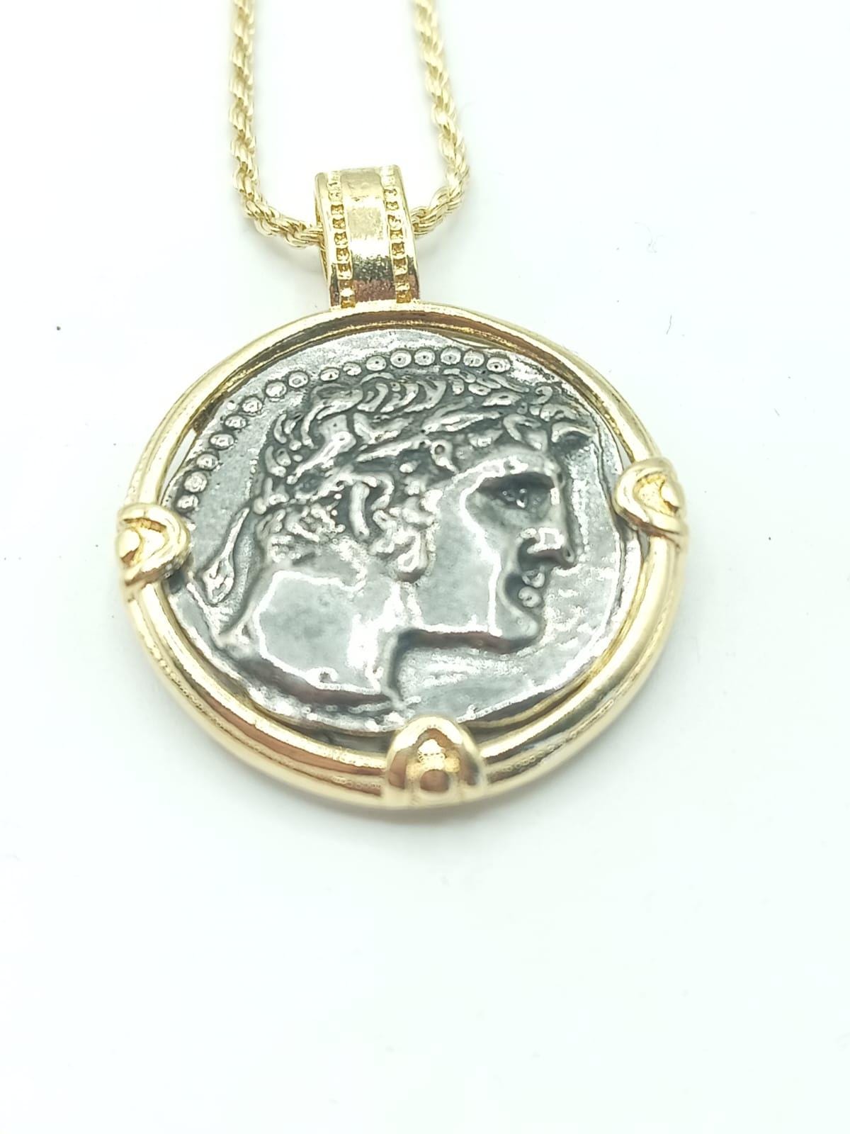 Tyrian Shekel ancient Roman coin Gold and Silver pendant