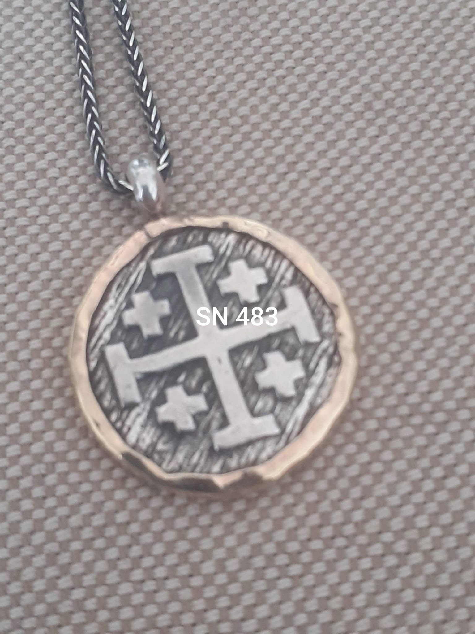 Jesus and Jerusalem Cross Silver and Gold Hand made Gold pendant