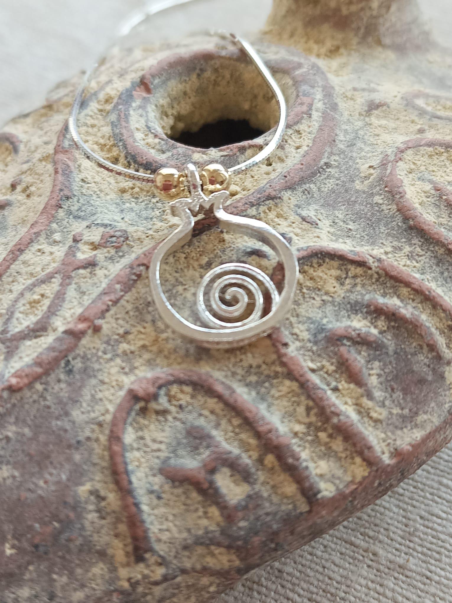 925 Sterling Silver pomegranate pendant with Gold filled