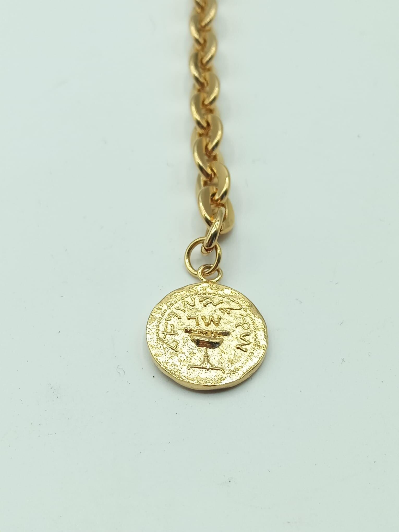 Adjustable Gold plated necklace with Great revolt ancient coin