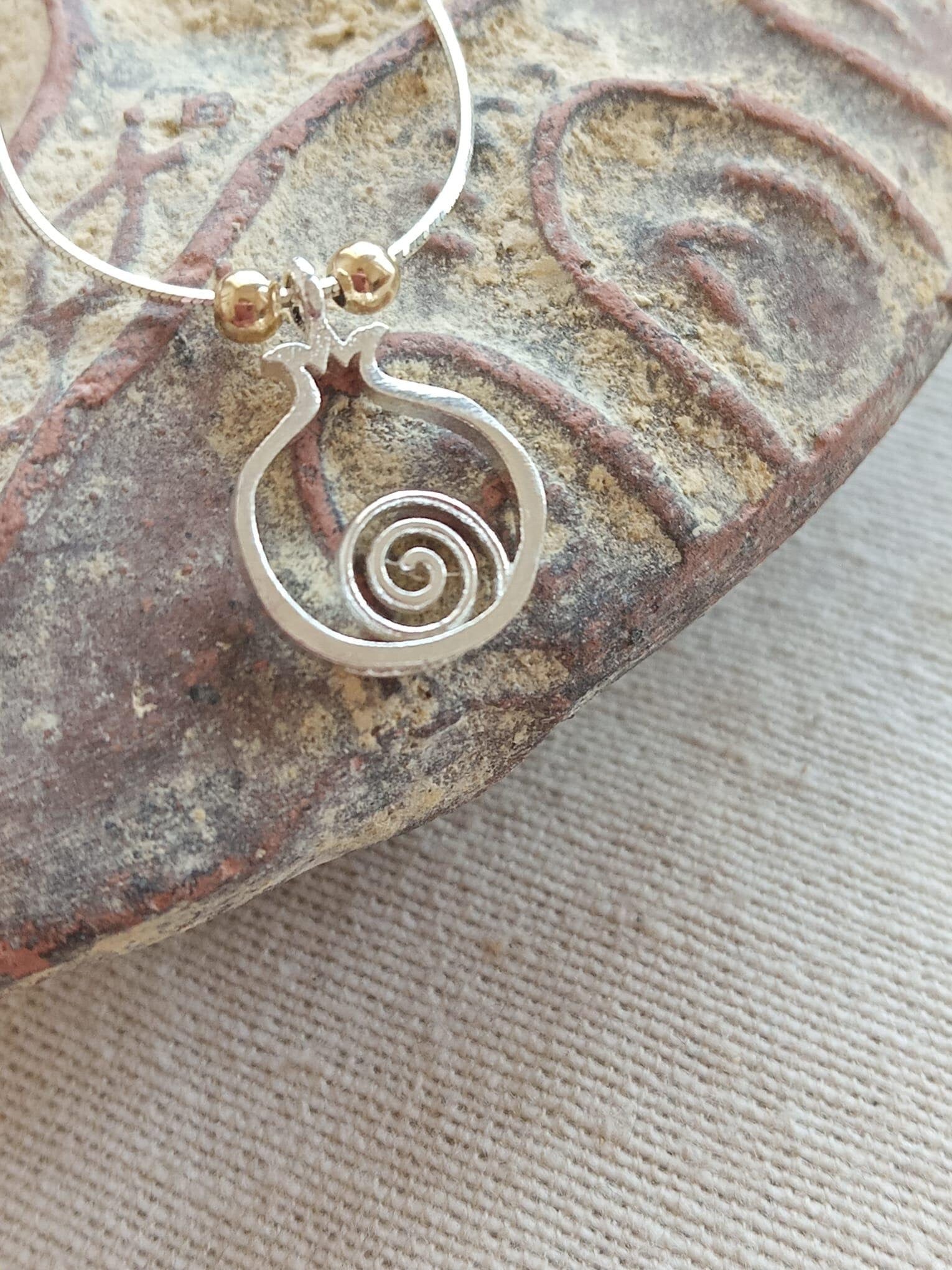925 Sterling Silver pomegranate pendant with Gold filled