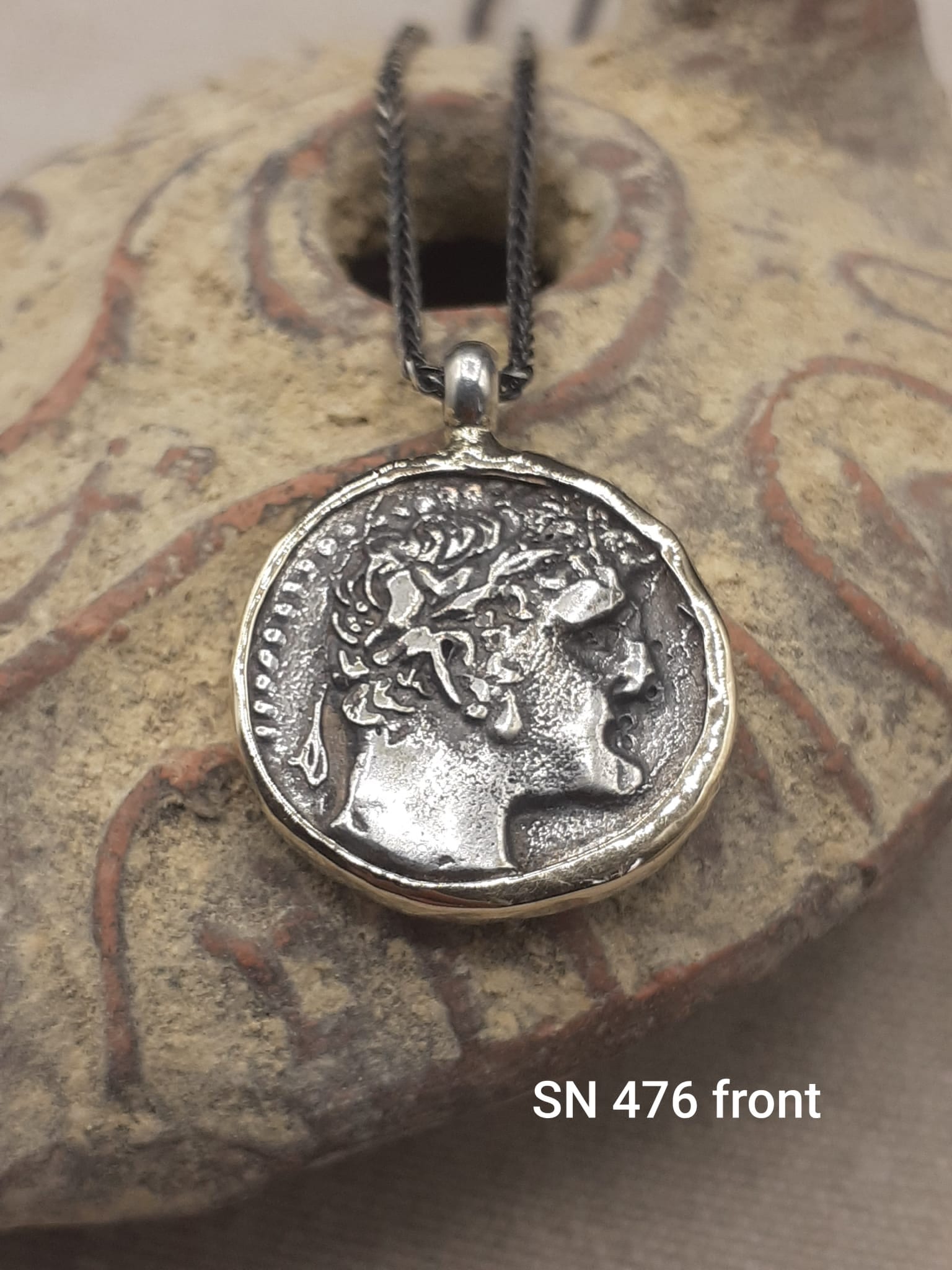Hand made Sterling Silver & Gold unisex Tyrian Shekel ancient coin Pendant