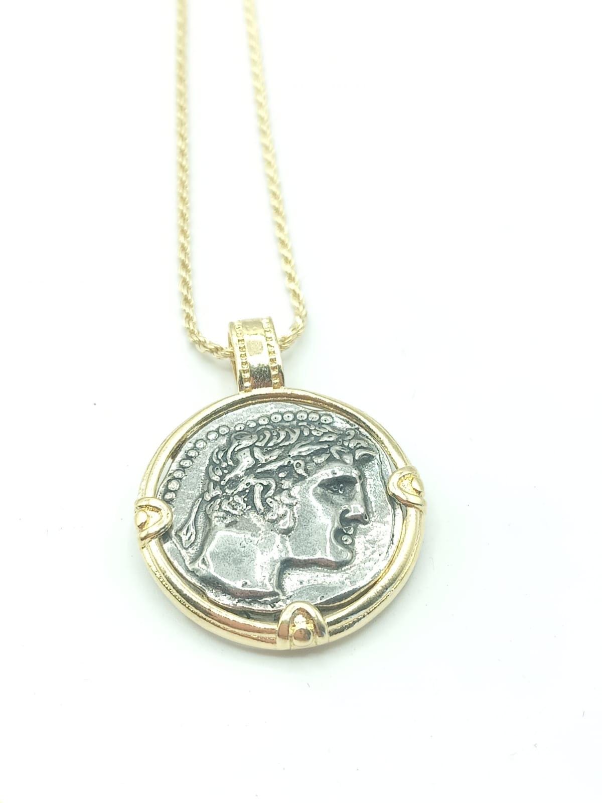 Tyrian Shekel ancient Roman coin Gold and Silver pendant
