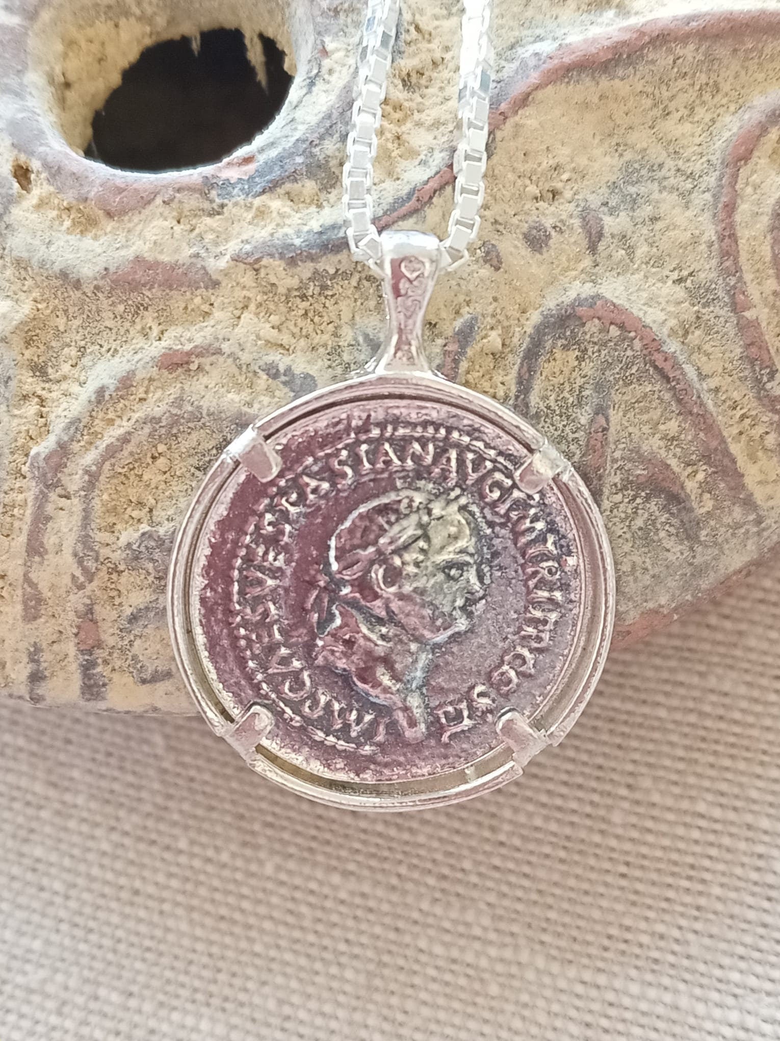 שרשרת תליון כסף יוניסקס מטבע עתיק של יהודה קפטה