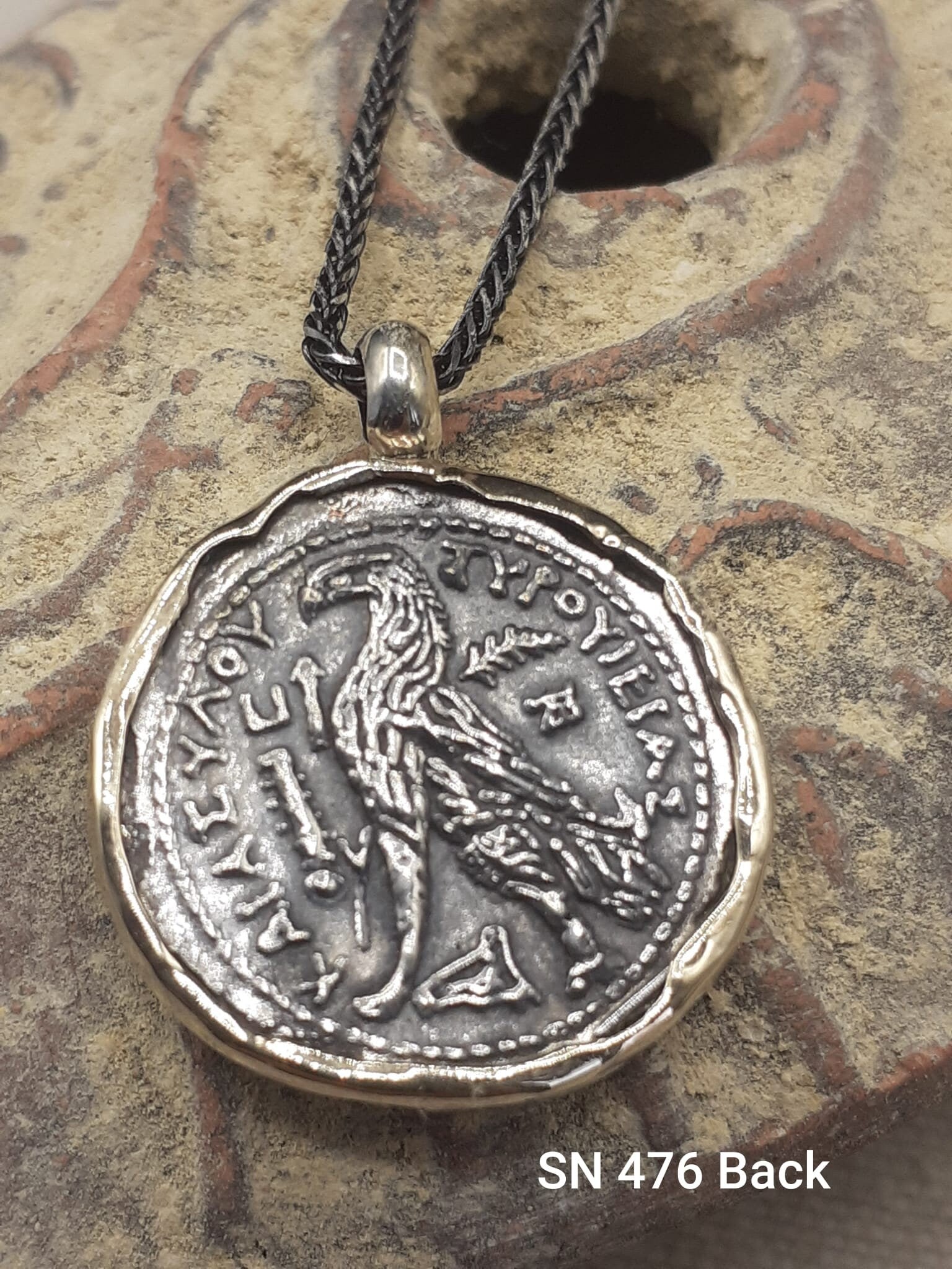 Hand made Sterling Silver & Gold unisex Tyrian Shekel ancient coin Pendant