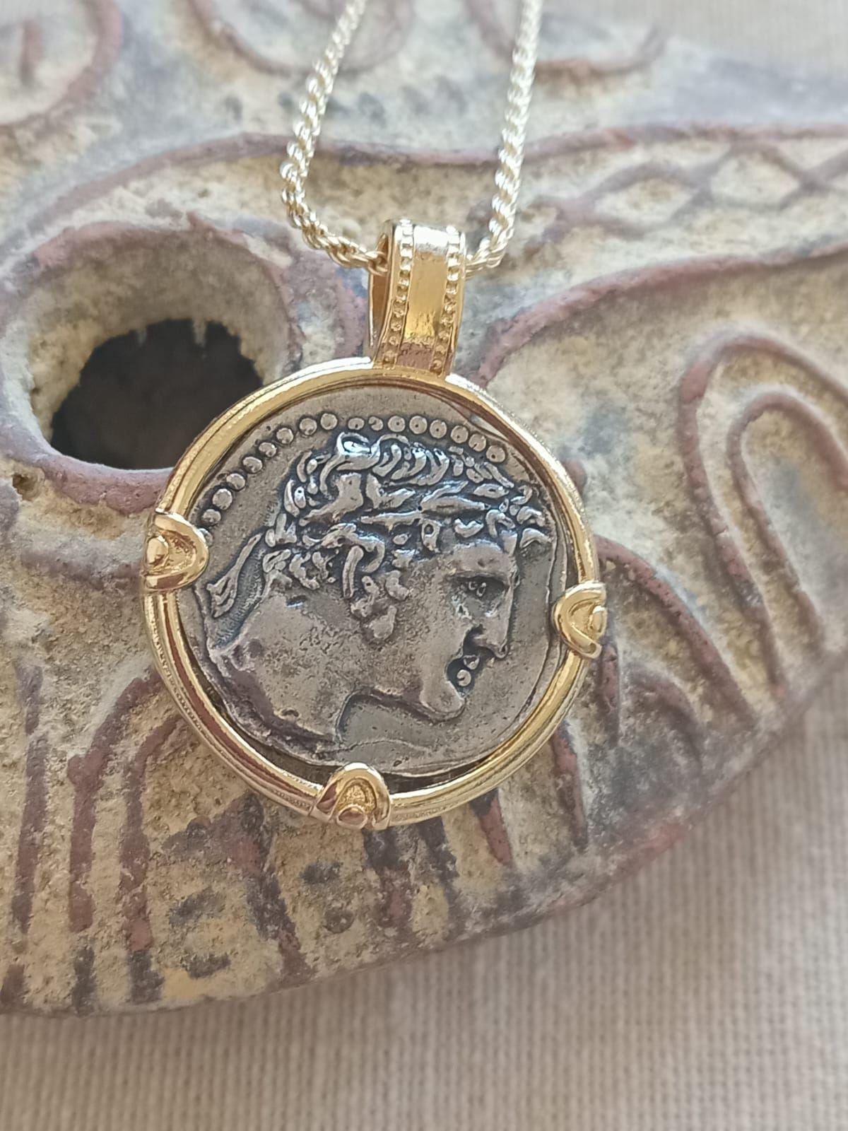 Tyrian Shekel ancient Roman coin Gold and Silver pendant