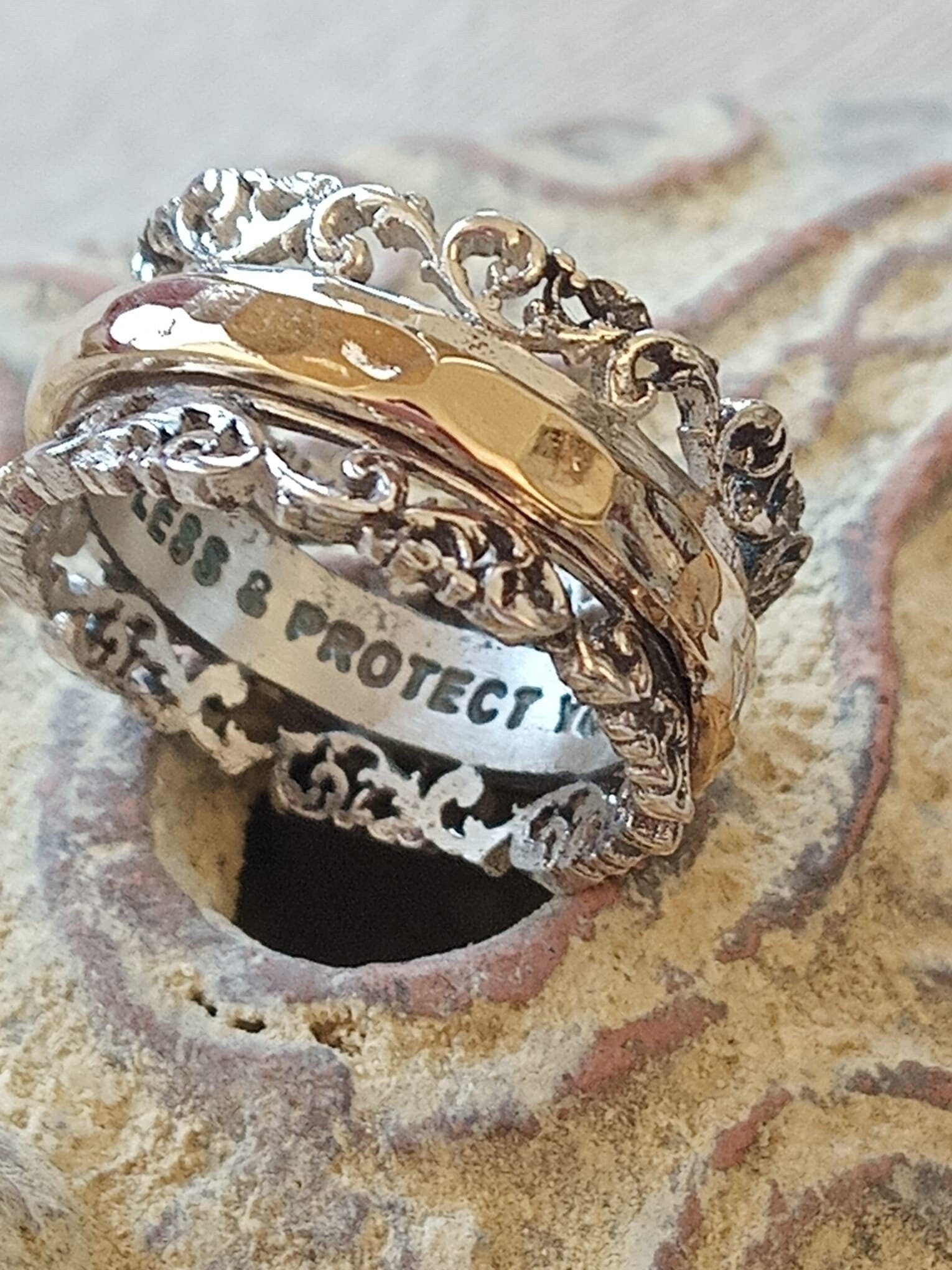 Gold & Silver hand made designer Spinner ring