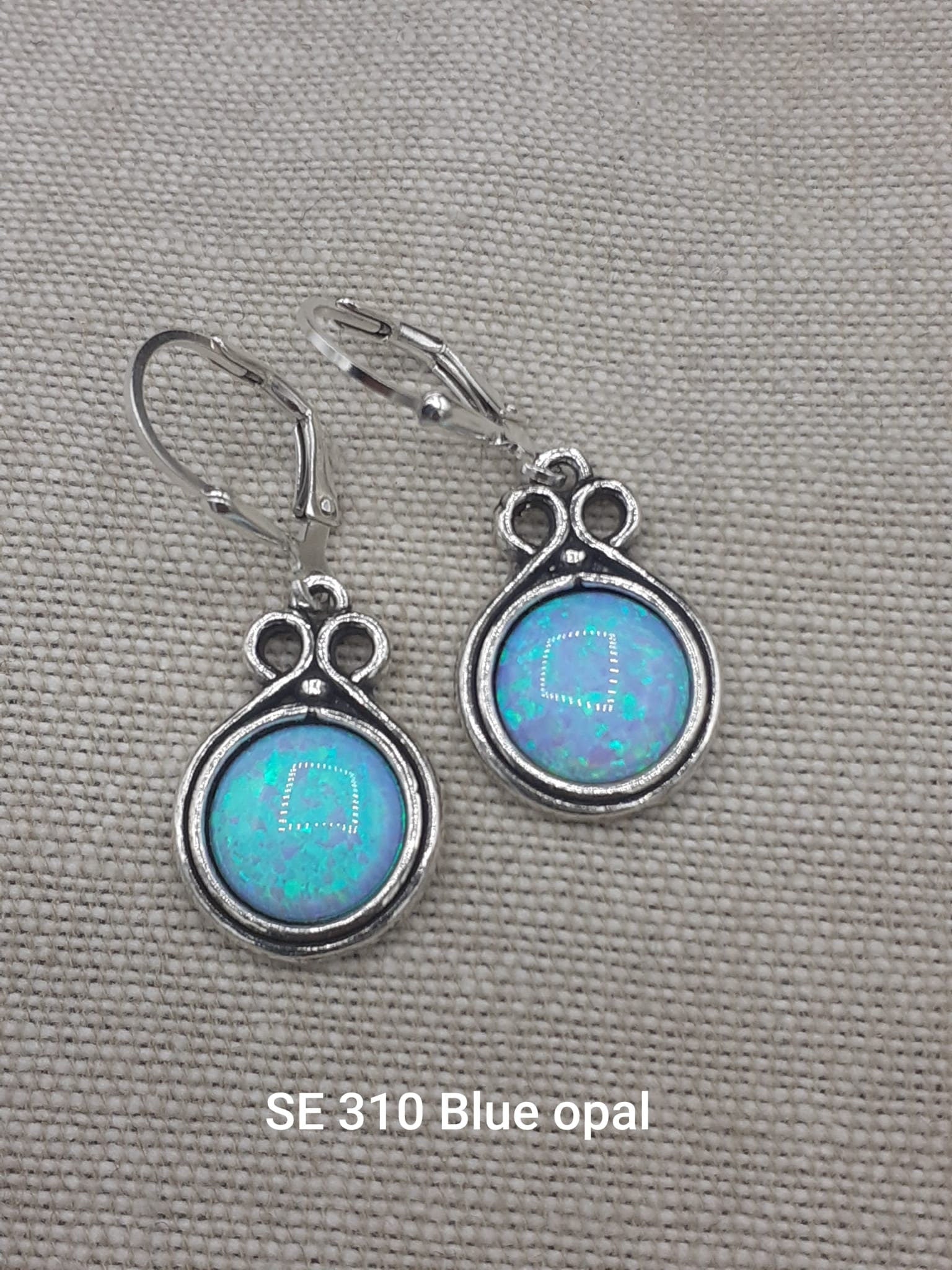 925 Sterling Silver Blue Opal earrings