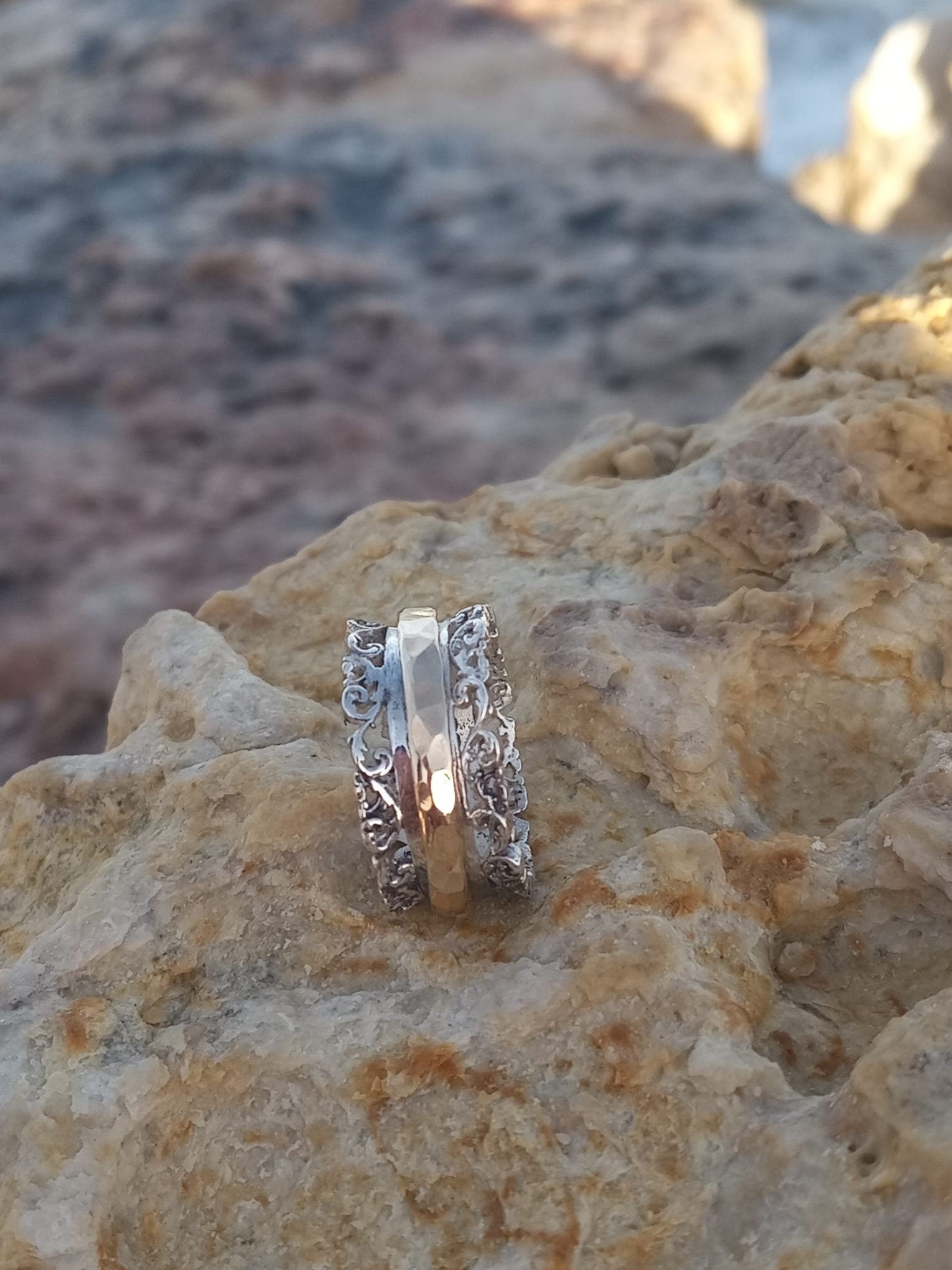 Gold & Silver hand made designer Spinner ring