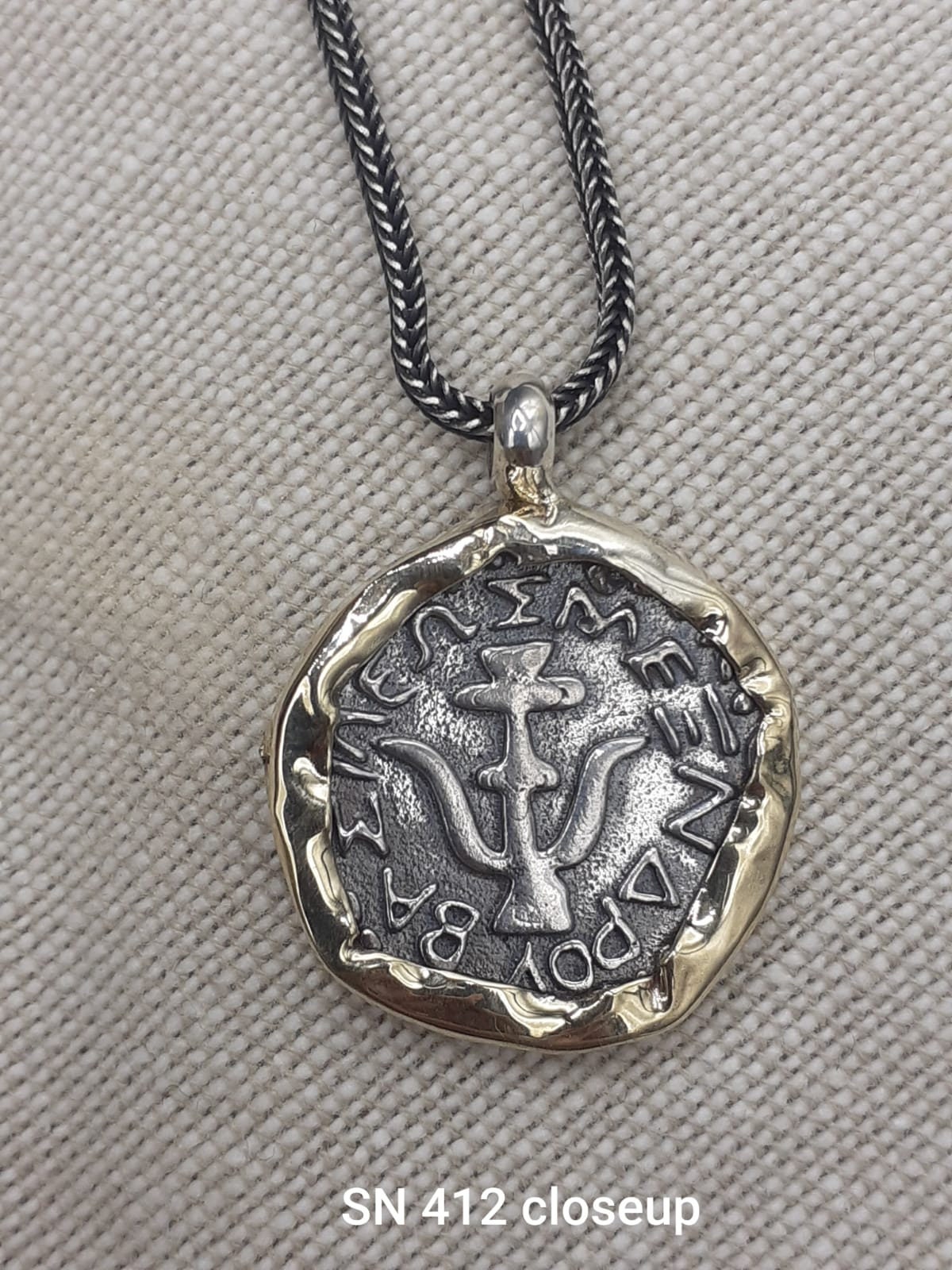 Widow's mite ancient coin jewelry 925 Sterling Silver in hand made Gold frame Pendant