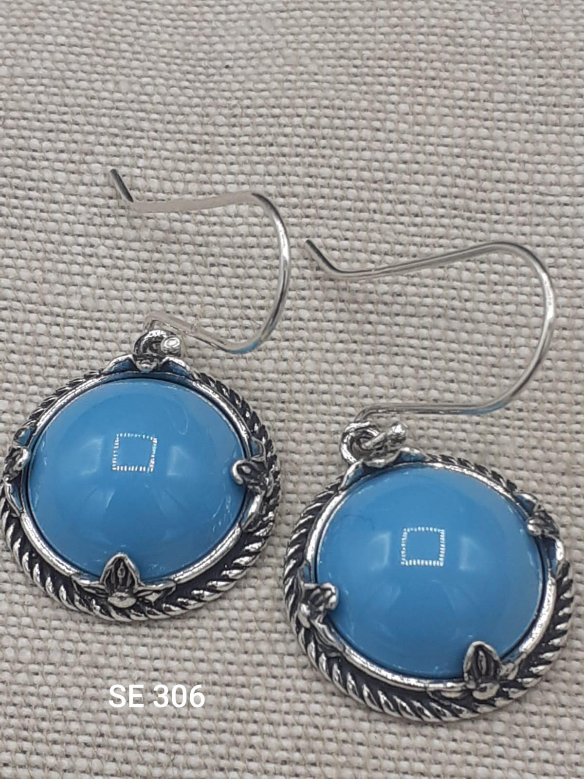 Impressive 925 Sterling silver designer turquoise earrings