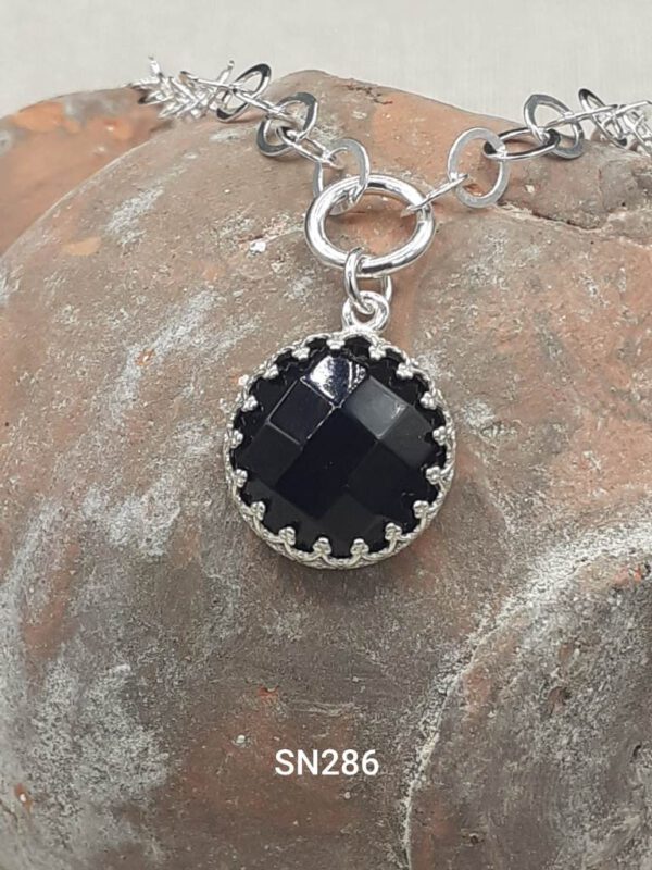 Beautifully Mounted Faceted Rose-Cut Black Onyx Necklace