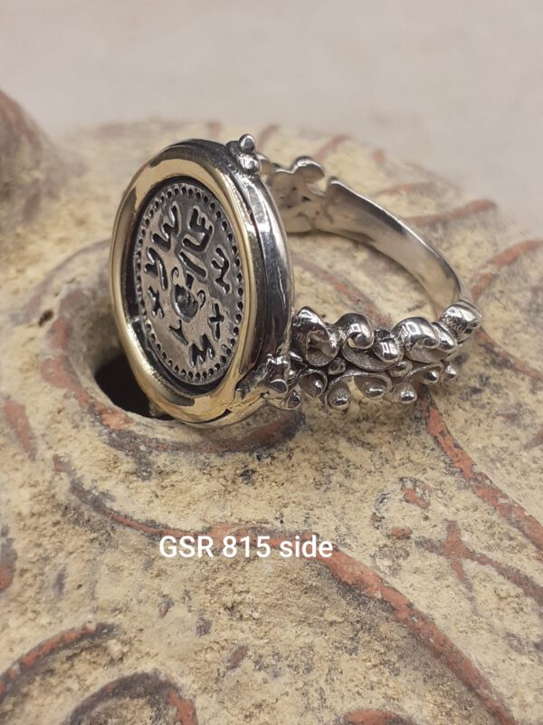 Great Revolt Ancient Coin Sterling Silver & 14 Karat Gold Ring