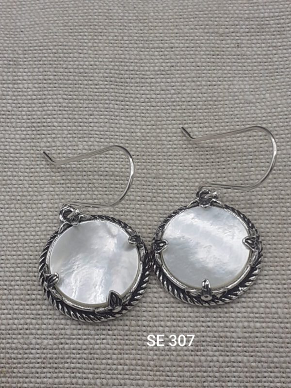 925 Sterling Silver designer Mother of Pear earrings