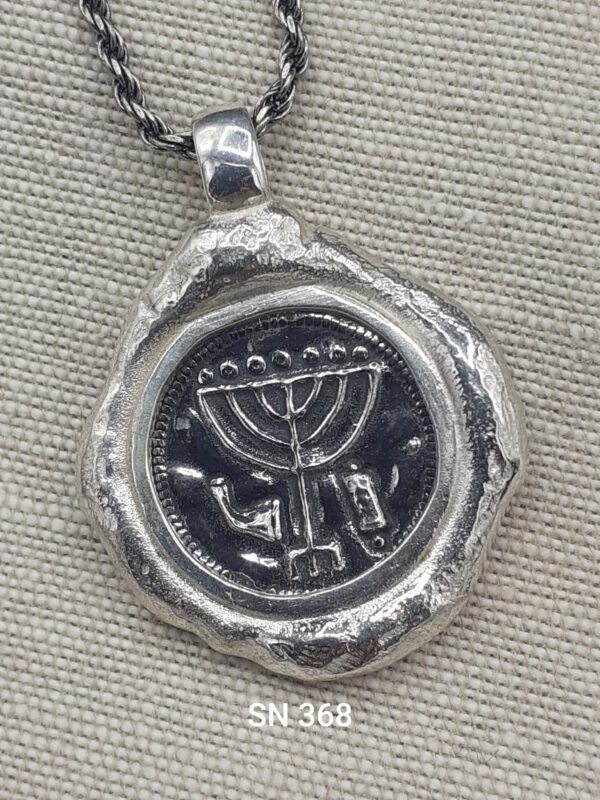 All Silver Designer Menorah Pendant