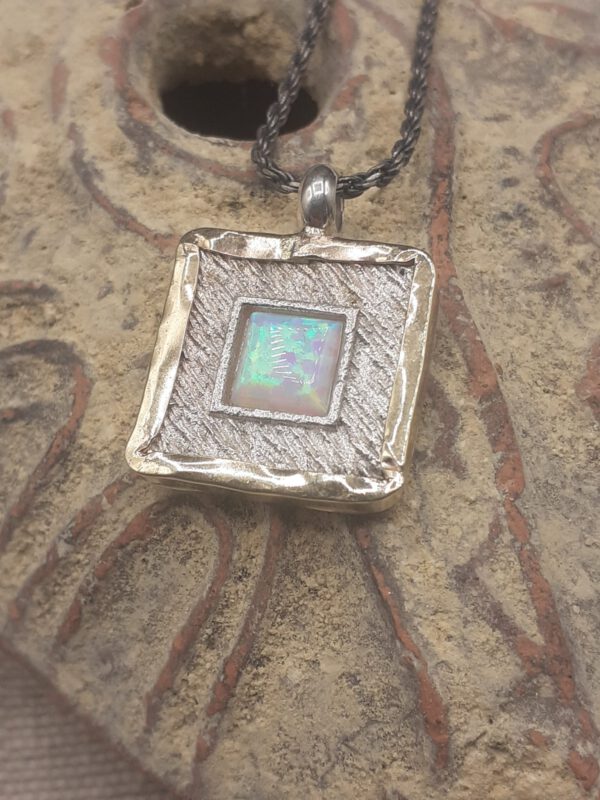 Magnificent Designer Two tone Pendant with light Blue Opal