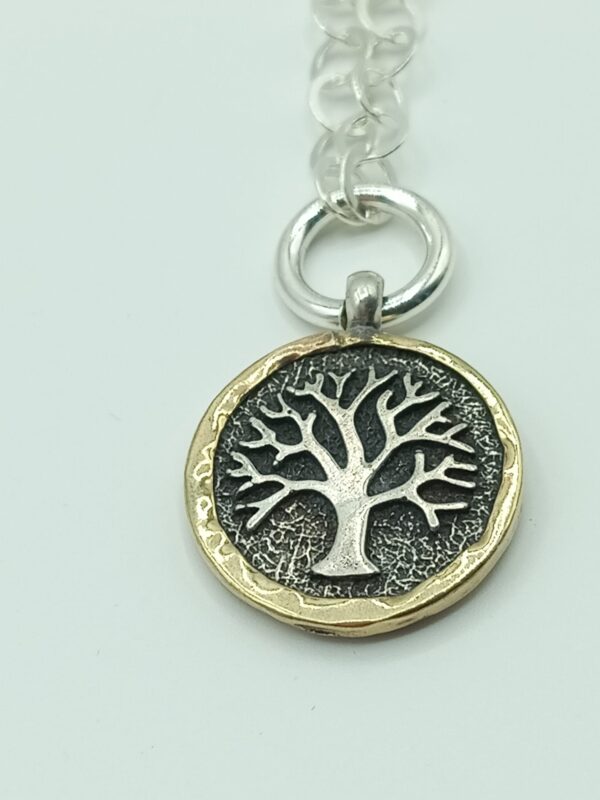 925 Sterling silver Tree of life medallion with hand made 9 Karat Gold frame