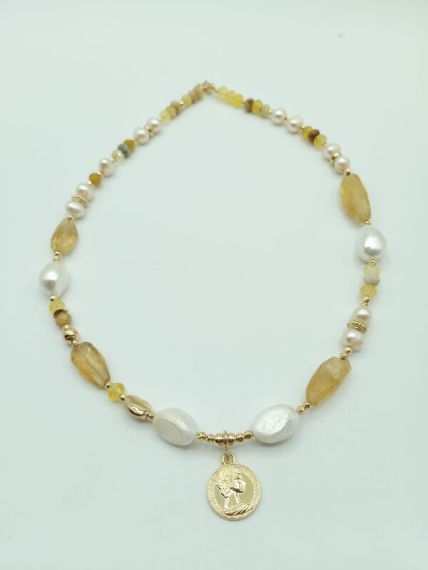 Elegant & impressive all around Jumbo pearls & wild citrine necklace